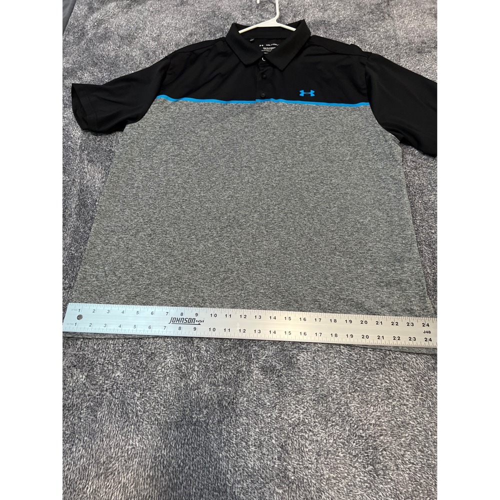 Under Armour Mens Playoff Polo Shirt XXL Black Grey Blue Colorblock 1327037-019 - Picture 8 of 13